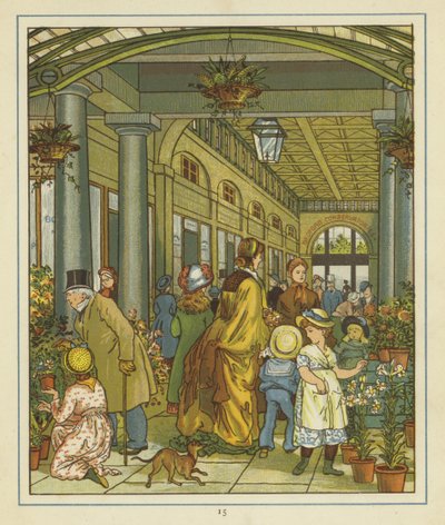 Vue intérieure des gens parmi les fleurs en vente à Covent Garden - Thomas Crane