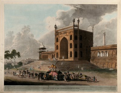 Porte orientale du Jummah Musjid à Delhi - Thomas Daniell