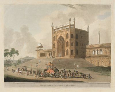 Porte orientale du Jummah Musjid à Delhi - Thomas Daniell