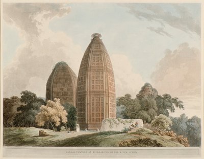 Temples hindous à Bindrabund sur la rivière Jumna - Thomas Daniell