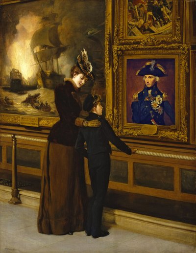 Fierté et gloire britanniques, un cadet de la Royal Navy contemplant le célèbre portrait d