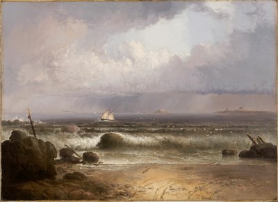 Orage imminent sur la plage de Nahant avec une averse d