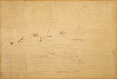 Dessin en perspective pour Les frères Biglin tournant le pieu, 1873 - Thomas Eakins