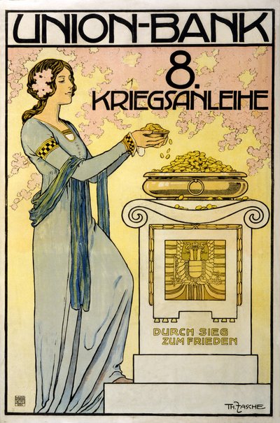 Campagne de collecte de fonds autrichienne Union-Bank, 8e emprunt de guerre; par la victoire à la paix, pub. 1918 - Thomas Fasche