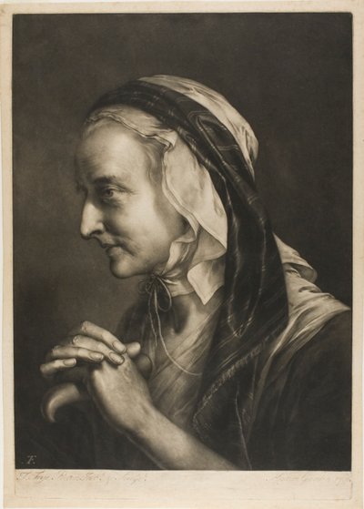 Vieille femme appuyée sur une canne - Thomas Frye