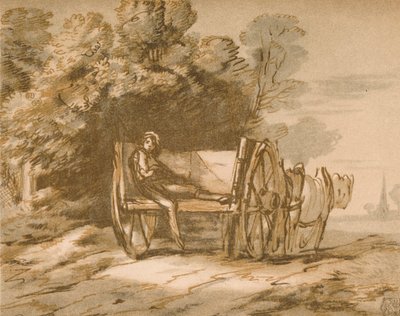 Garçon avec une charrette. - Esquisse à la plume et au lavis, 18e siècle, 1906 - Thomas Gainsborough