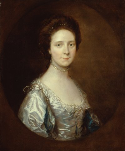 Elizabeth Parry portant une robe blanche et des manches bleues fendues - Thomas Gainsborough