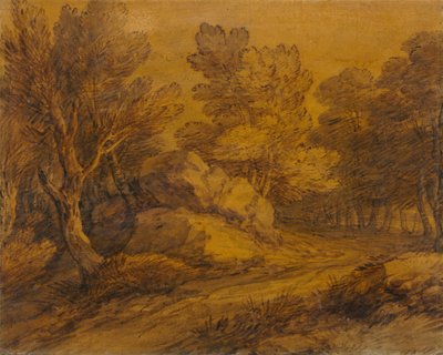 Scène avec une route sinueuse à travers un bois - Thomas Gainsborough