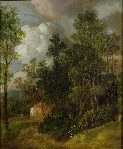 Paysage boisé avec maison de campagne et deux figures - Thomas Gainsborough