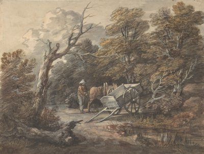 Scène boisée avec un paysan, un cheval et une charrette, vers 1760 - Thomas Gainsborough
