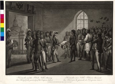 Tadeusz Kosciuszko et les aristocrates polonais demandent à Paul Ier de Russie de leur rendre leur liberté - Thomas Gaugain
