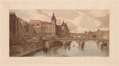 Sélection de vingt des vues les plus pittoresques de Paris : Vue du Pont au Change, du Théâtre de la Ville, du Pont Neuf, de la prison de la Conciergerie, etc. prise du Pont Notre-Dame - Thomas Girtin