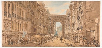 Une sélection de vingt des vues les plus pittoresques de Paris : Vue de la porte Saint-Denis prise des faubourgs - Thomas Girtin