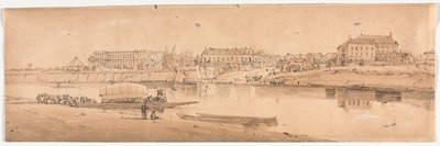 Une sélection de vingt des vues les plus pittoresques de Paris : Vue du Palais et du Village de Choisi sur les rives de la Seine - Thomas Girtin