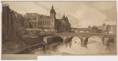 Sélection de vingt des vues les plus pittoresques de Paris : Vue du Pont au Change - Thomas Girtin