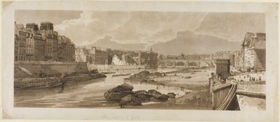 Vue de la ville avec le Louvre, etc., prise du Pont Marie, de Une sélection de vingt des vues les plus pittoresques de Paris - Thomas Girtin