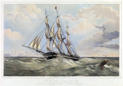 Le voilier de la ligne de New York (États-Unis) Londres (Angleterre), Southampton (capacité 1600 tonnes). Lithographie en couleur par Thomas Goldsworth Dutton (1819-1891) - Thomas Goldsworth Dutton