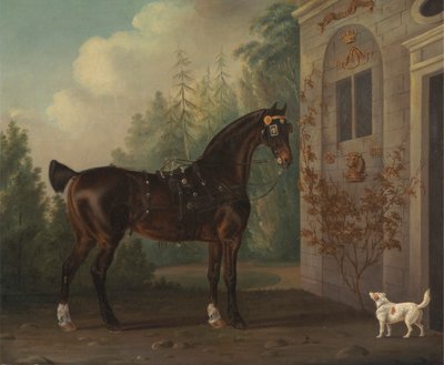 Cheval de carrosse bai foncé de Lord Abergavenny avec un terrier - Thomas Gooch