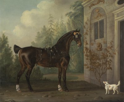 Cheval de Carrosse Bai Foncé de Lord Abergavenny avec un Terrier - Thomas Gooch