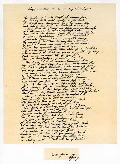 Élégie, écrite dans un cimetière de campagne, 18 décembre 1750 - Thomas Gray