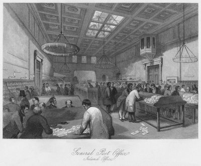 Bureau de poste général. Bureau intérieur, vers 1841 - Thomas H. Ellis