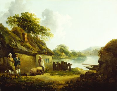 Une famille gitane devant une grange dans un paysage - Thomas Hand