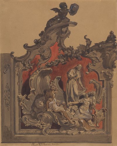 École de Saint-Rocco, Venise, étude de décoration courbe - Thomas Hartley Cromek