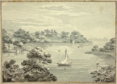 Voiliers sur le lac avec des maisons près du rivage - Thomas Hearne