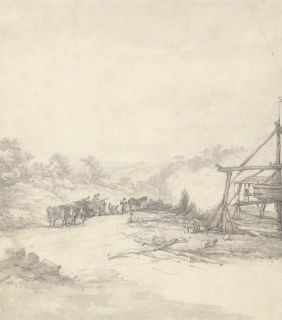 Déchargement des supports de fosse à Coalbrookdale - Thomas Hearne