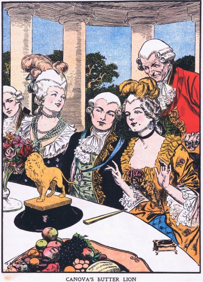 Le lion de Canova (lithographie couleur) - Thomas Heath Robinson