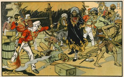 Destruction du magazine à Delhi (lithographie couleur) - Thomas Heath Robinson