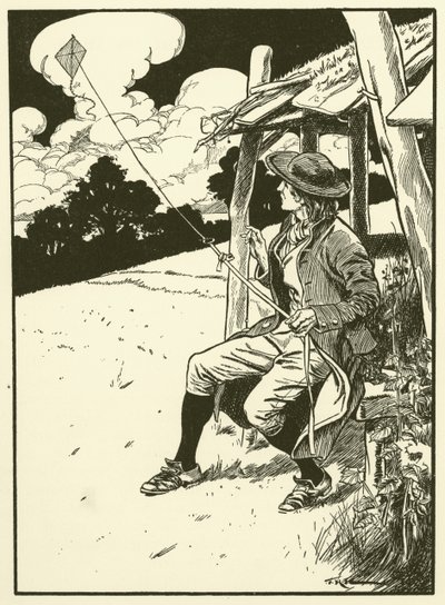 Franklin et son cerf-volant (gravure) - Thomas Heath Robinson