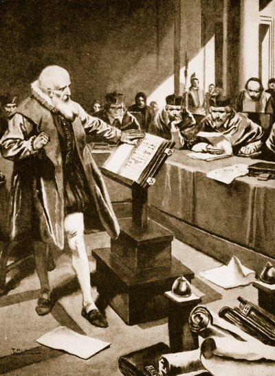 Galilée comparaît devant les cardinaux (litho) - Thomas Heath Robinson