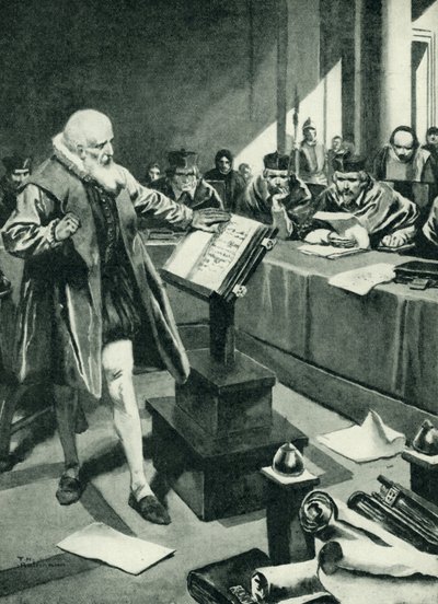 Galilée comparaît devant les cardinaux (litho) - Thomas Heath Robinson