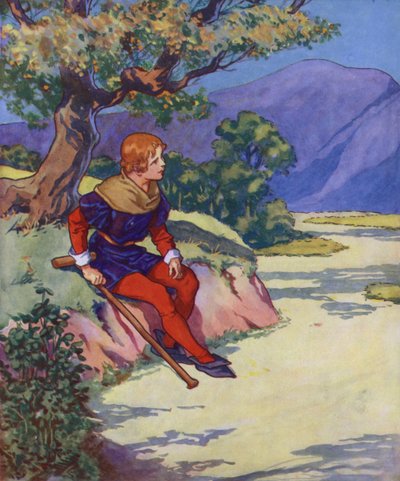 Illustration pour Le joueur de flûte de Hamelin (lithographie couleur) - Thomas Heath Robinson