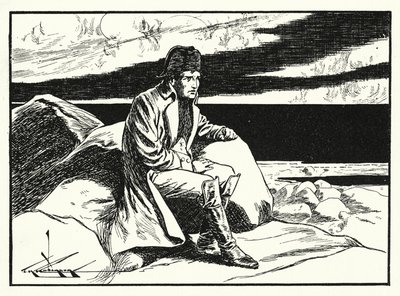 Napoléon à Sainte-Hélène (lithographie) - Thomas Heath Robinson