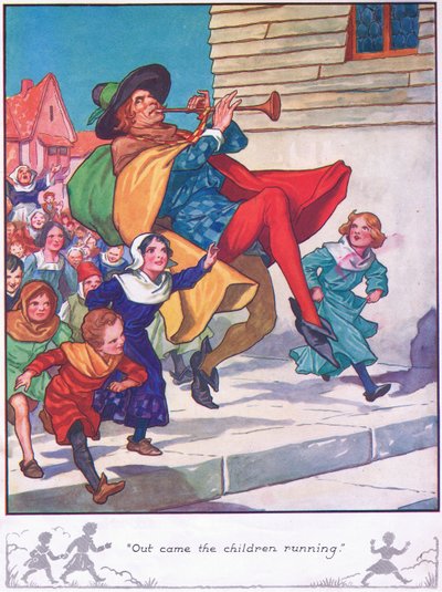 Les enfants se mettent à courir (lithographie couleur) - Thomas Heath Robinson