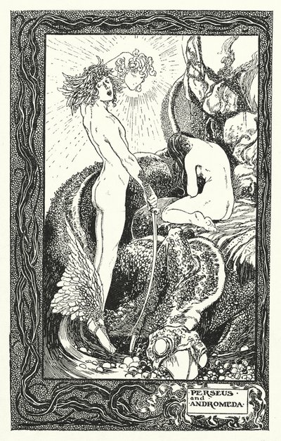 Persée et Andromède (lithographie) - Thomas Heath Robinson