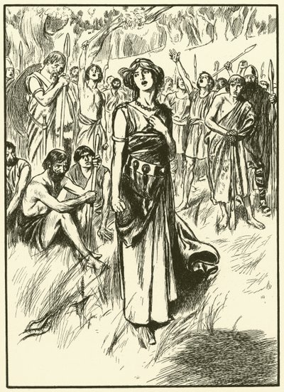 La reine Boadicée et ses soldats (gravure) - Thomas Heath Robinson