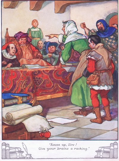 "Réveillez-vous, messieurs ! Donnez à vos cerveaux un coup de fouet". (lithographie couleur) - Thomas Heath Robinson