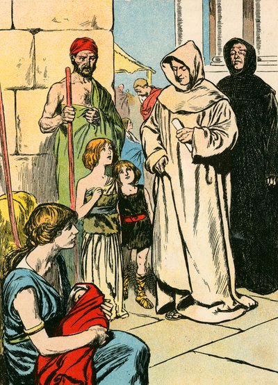 Les prisonniers anglais à Rome (lithographie couleur) - Thomas Heath Robinson