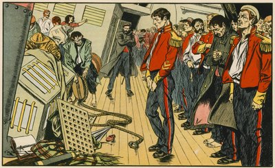 Les héros du Birkenhead (lithographie couleur) - Thomas Heath Robinson