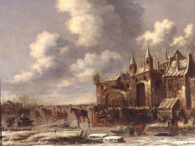 Citadins sur la glace près d