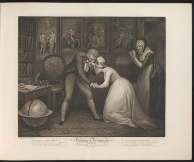Le maître de maison demande la main de la modeste servante (Planche 8. La bonne fille reçoit les avances honorables de son maître) (Vertu et débauche) - Thomas Hellyer