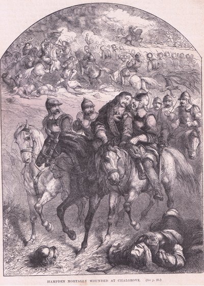 Hampden mortellement blessé à Chalgrove AD 1643 - Thomas Henry Nicholson