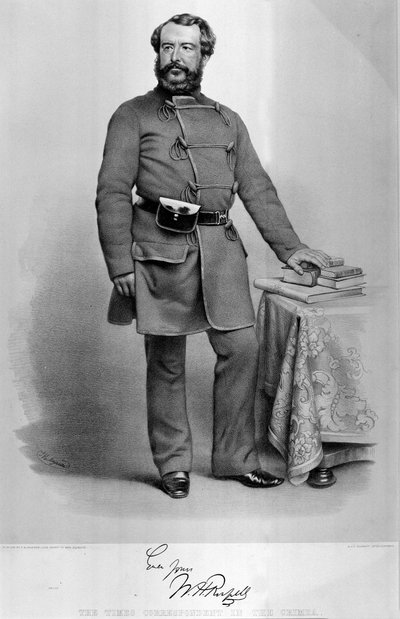 Portrait de W.H. Russell (1820-1907) correspondant du Times en Crimée, avec un fac-similé de son autographe, publié en 1855 - Thomas Herbert Maguire