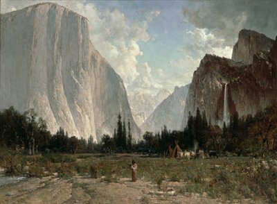 Chutes de Bridal Veil, Yosemite, vers 1870-84 (huile sur toile) - Thomas Hill