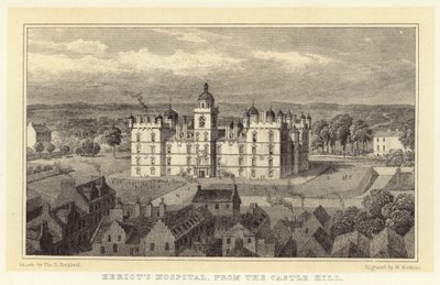 Hôpital de Heriot, depuis Castle Hill - Thomas Hosmer (after) Shepherd
