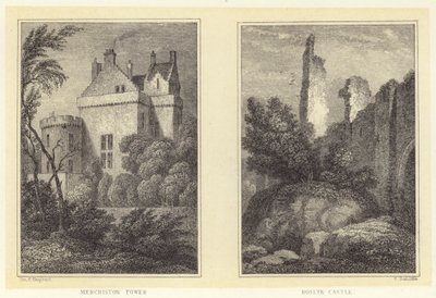 Tour de Merchiston; Château de Roslyn - Thomas Hosmer (after) Shepherd