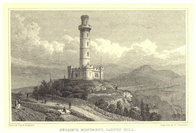 Monument de Nelson, Calton Hill (gravure) - Thomas Hosmer (after) Shepherd